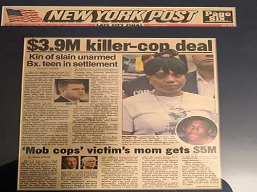 Article in New York Post: .9M killer-cop deal