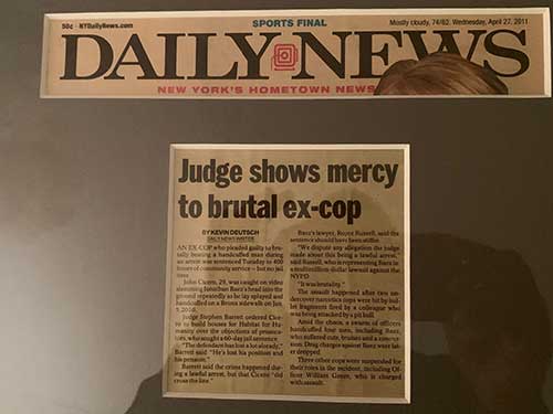 Article in Daily News: Judge shows mercy to brutal ex-cop